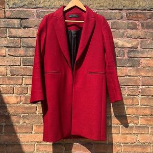 ZARA WOMENS Overcoat - Red - Small